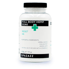 Spazazz full body hemp soak bath crystals offering a calming spa-like soak.