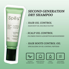 Spes dry shampoo being applied to absorb oil for lift and freshness