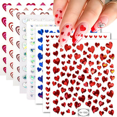 SPLOCUDU 8 sheets heart nail stickers for easy DIY manicures and festive Valentine designs