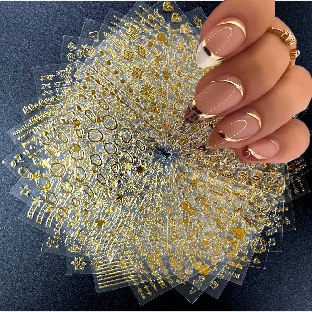 SPLOCUDU gold nail stickers 30 sheets for easy at home nail art
