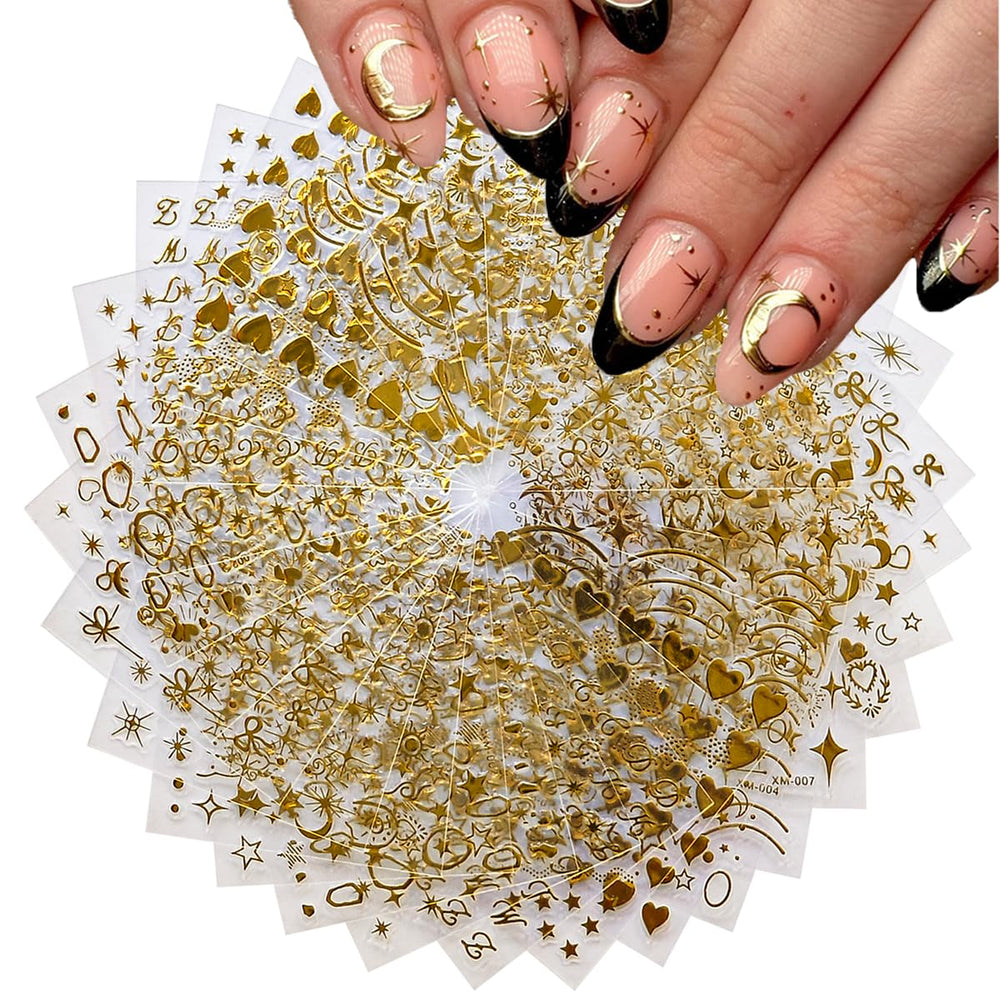SPLOCUDU gold star line nail stickers closeup for precise design