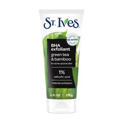 St. Ives Blackhead Clearing Green Tea Scrub bottle view for refreshed, smooth skin.