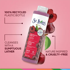 St. Ives Dark Cherry Argan Oil rich lather forming bubbles on skin