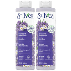 St. Ives Lavender Chamomile shower bottle ready for calming cleanse.
