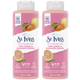 St. Ives pink lemon mandarin exfoliating bottle for radiant skin.