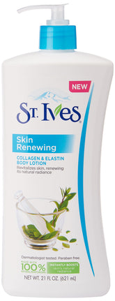 St. Ives Renewing Collagen & Elastin lotion bottle with creamy hydration.