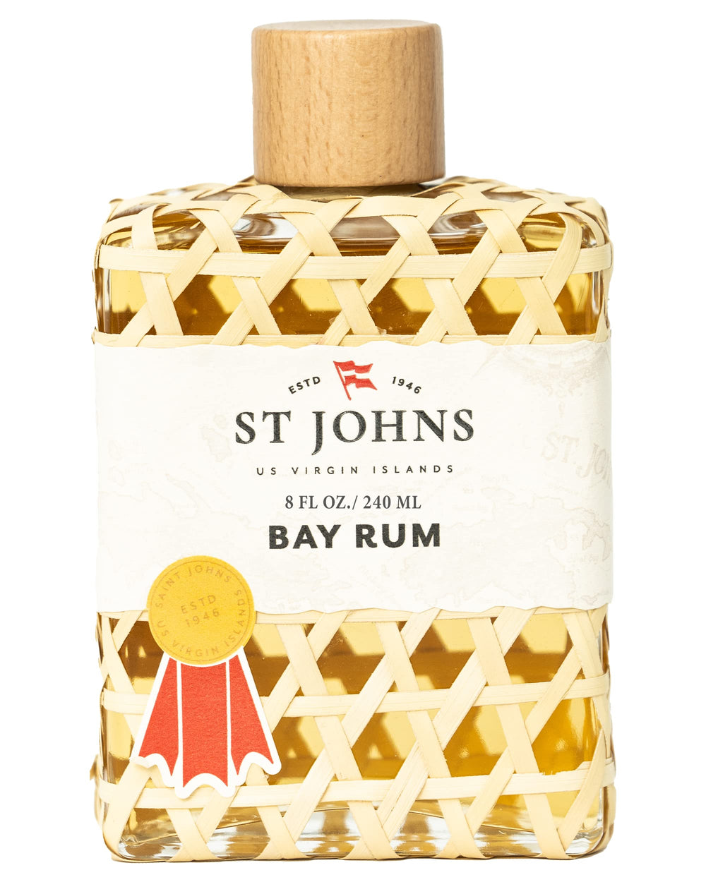 St. John Bay Rum aftershave bottle closeup for post-shave refresh