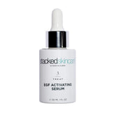 StackedSkincare Hydrating EGF Serum bottle highlights smooth, hydrated skin potential.