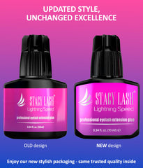 STACY LASH Lightning Speed low-viscosity formula image highlights precise, clump-free lash placement