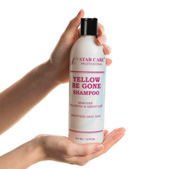 STAR CARE Yellow Be Gone Shampoo foamy lather demonstrates cleansing and brass balancing