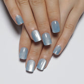 Stbisen light blue square nails with cat eye glow for vivid color-shifting style