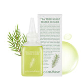 Steambase Tea Tree Scalp Water Scaler bottle pour for precise scalp cleansing.