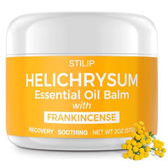STILIP Helichrysum Balm jar close-up showcases deep repair for dull, tired skin.