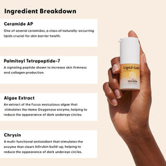 Stratia Lipid Gold Peptides Yeux — peptides qui raffermissent et floutent légèrement les ridules.