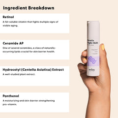 Stratia Night Shift with ceramides close-up emphasizes barrier-supporting benefits.