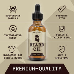 Striking Viking Vanilla Beard Oil dropper for precise, mess-free application