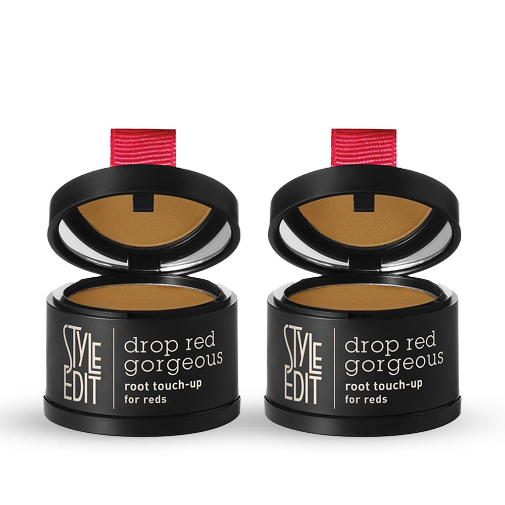 Style Edit Root Touch Up Powder on light red hair application for instant gray coverage