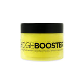 Style Factor Edge Booster bottle close-up with argan oil for moisturized hold.