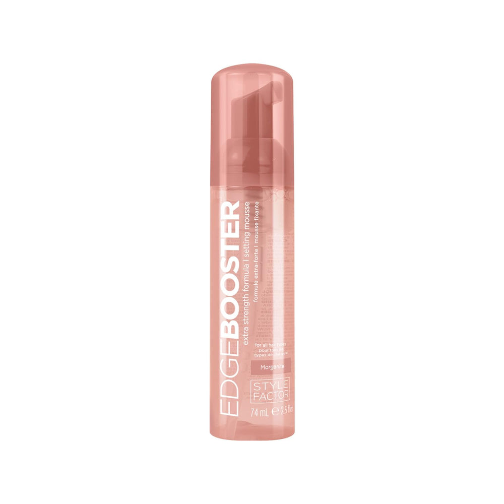 Style Factor Edge Booster mousse bottle demonstrates frizz control and strong hold