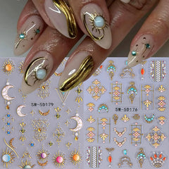 STZPRONAIL star nail stickers embossed 5D bring sparkle to tips for festive looks.