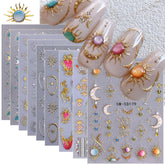 STZPRONAIL sun nail stickers embossed 5D add luminous detail to natural nails for a quick, stylish DIY manicure.
