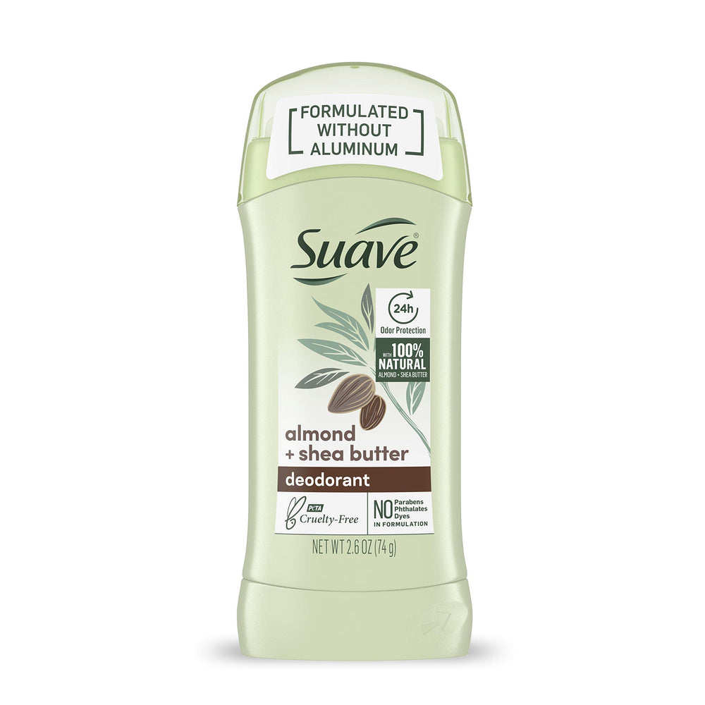 Suave almond and shea butter deodorant stick provides all-day odor protection.
