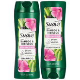 Suave Bamboo Hibiscus shampoo bottle for daily volume and refreshed hair.
