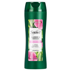 Suave Bamboo & Hibiscus shampoo bottle showing volume boost for fine hair