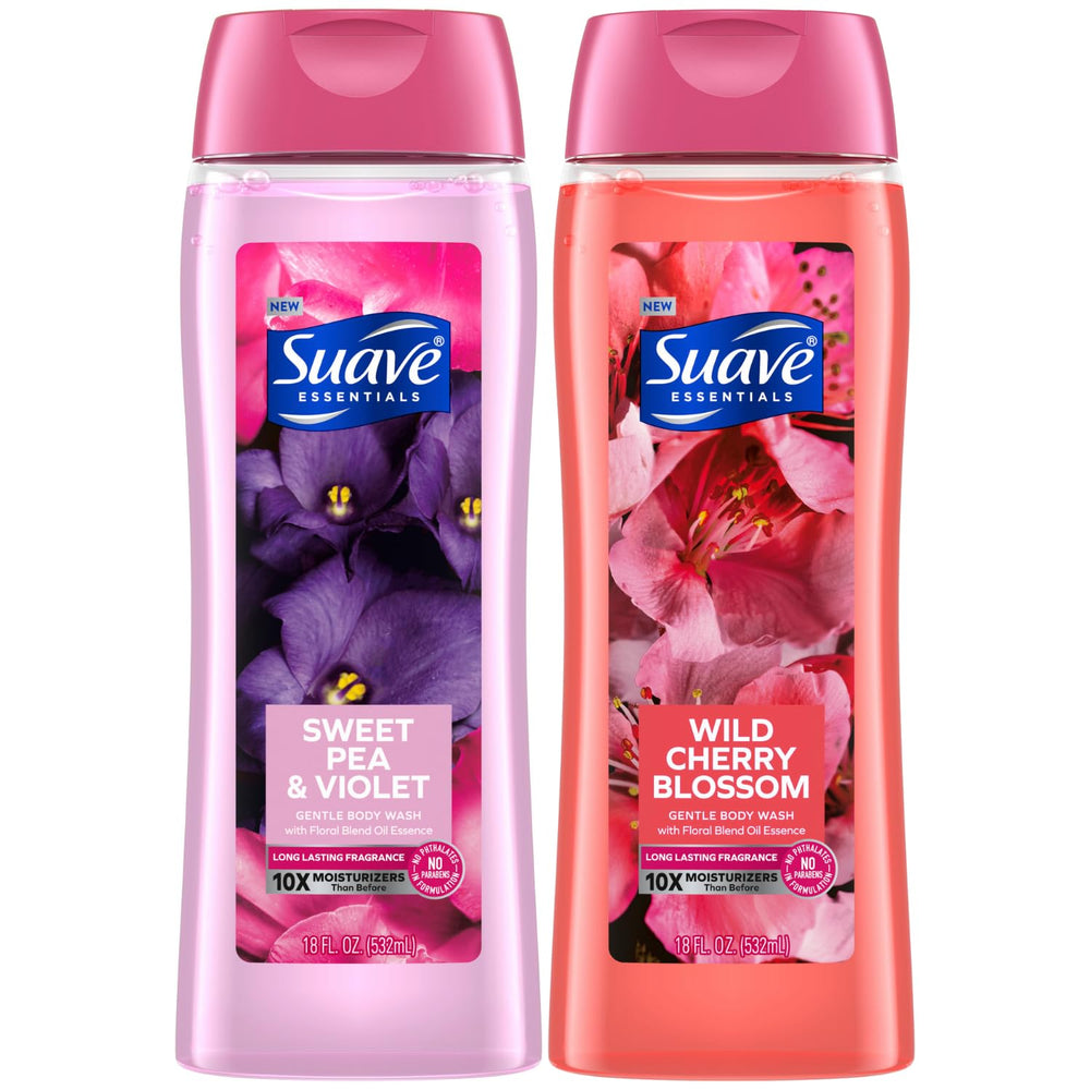 Suave body wash Sweet Pea and Violet bottle with floral blend for smooth skin