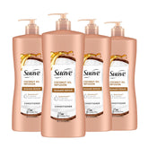Suave Coconut Oil Damage Repair Conditioner bottle shows coconut infusion for moisturized, smoother hair