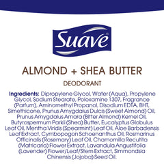 Suave cruelty-free PETA-certified deodorant badge signals ethical choice.