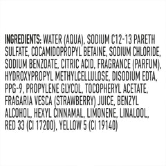 Fragrance swirl suggests lasting strawberry and peach scent from Suave shampoo.