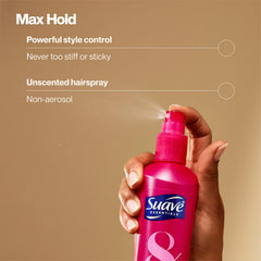 Close-up of Suave Heat Protection Spray being applied to hair.