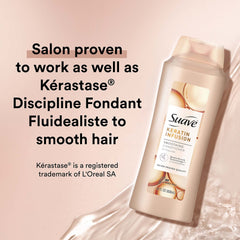Creamy texture of Suave Keratin Infusion Conditioner on the hair.