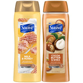 Suave Milk and Honey bottle pour for a creamy, moisturizing shower.