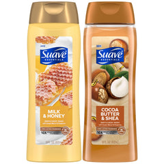 Suave Milk and Honey bottle pour for a creamy, moisturizing shower.