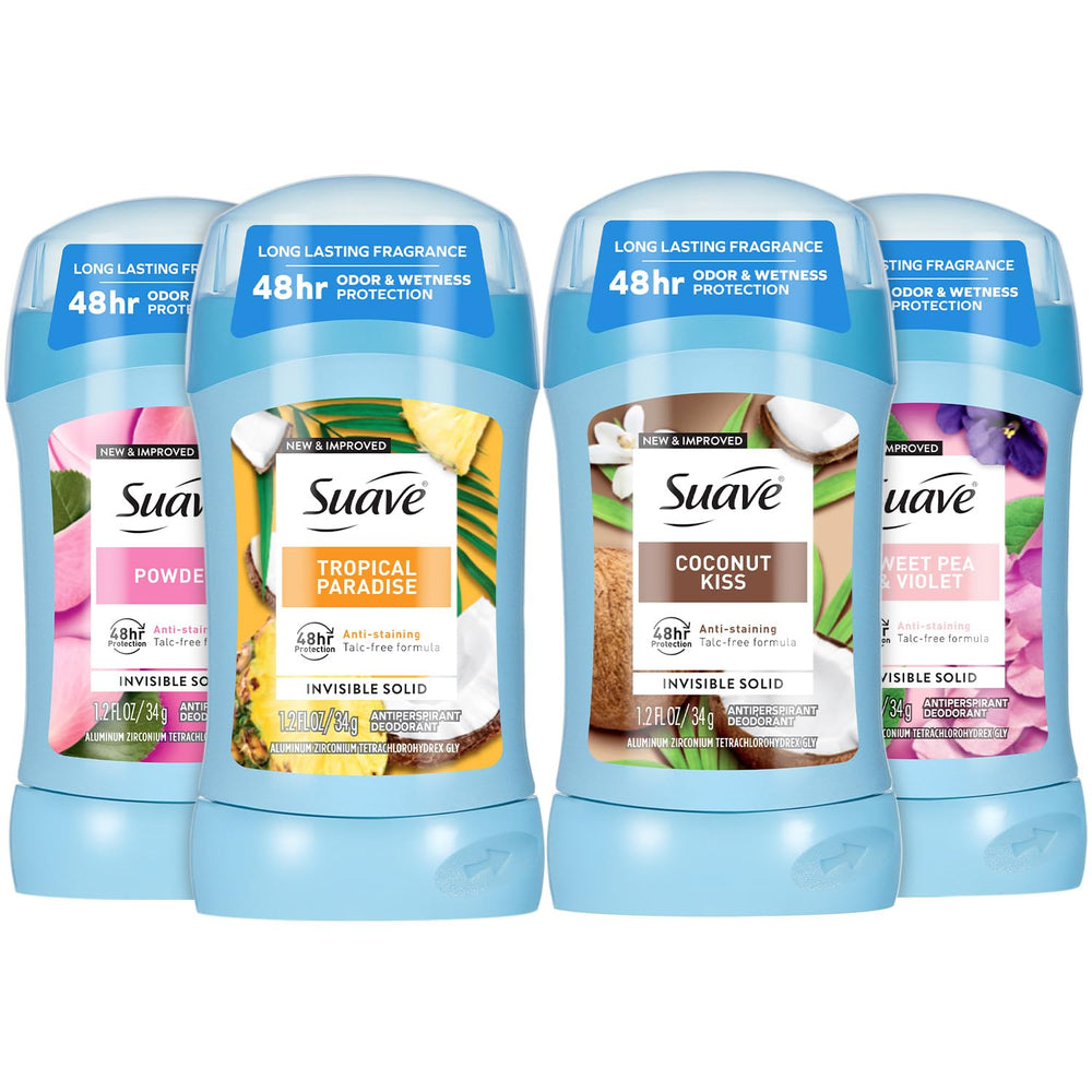 Suave Powder deodorant stick for daily invisible protection.