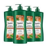 Suave Professionals almond and shea butter shampoo bottle highlighting moisturizing formula