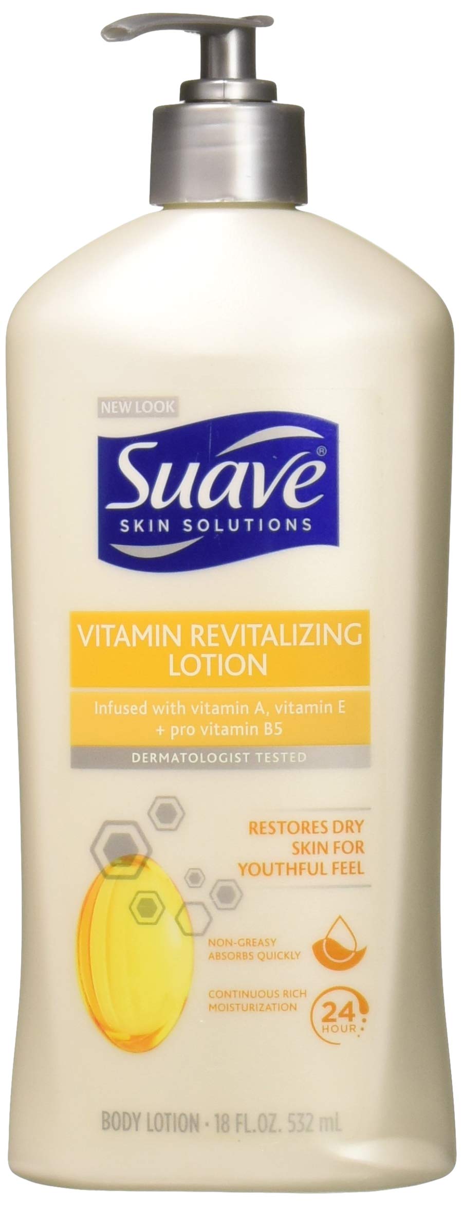 Suave Revitalizing Vitamin E Body Lotion bottle providing lasting moisture