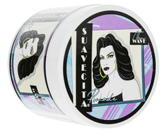 Packaging and jar close-up with neon vibe and berry-inspired retro glam.