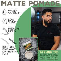 Suavecito Matte Pomade in hand styling to create natural textured looks.