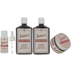 Suavecito Minoxidil 5% solution bottle applied to crown area for fuller look