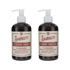 Suavecito Thickening Shampoo bottle shows a premium design for fuller-looking hair.