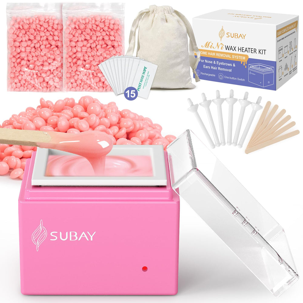 SUBAY nose wax kit mini wax warmer for cordless, travel-ready hair removal.