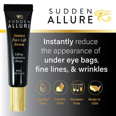 SuddenAllure Under Eye Bags reduces puffiness for a refreshed look.