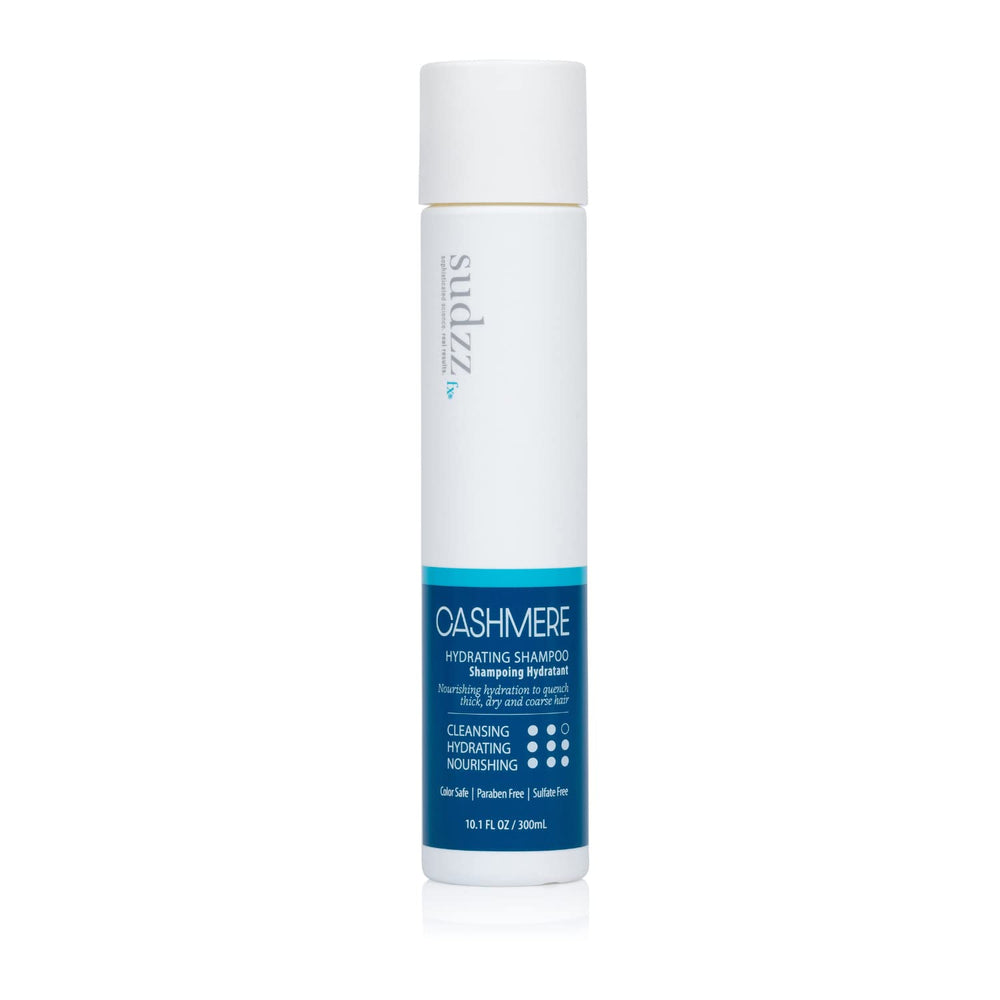 SUDZZFX Cashmere Hydrating Shampoo bottle emphasizes moisture