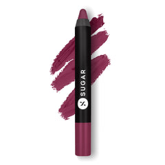 SUGAR Cosmetics Matte as Hell Crayon Miss Rosa swatch reveals rich, long-lasting color