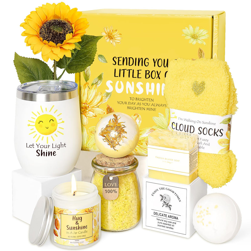 Suhctuptx Sunshine Gift Box featuring a complete self-care set for a cozy moment.