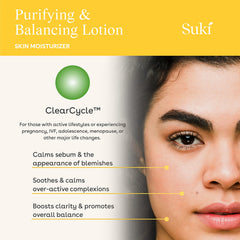 Suki Purifying Balancing Day Lotion pump, easy and mess-free morning application