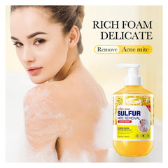 Sulfur Body Wash pump dispenser ready for daily use.